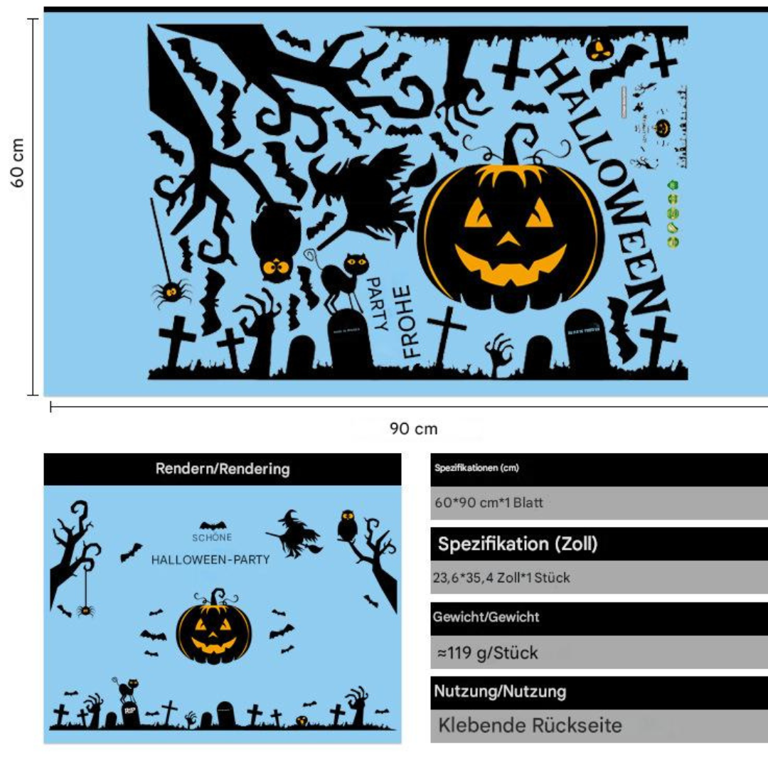 Grauenvolle Halloween Fensteraufkleber - Lemsa