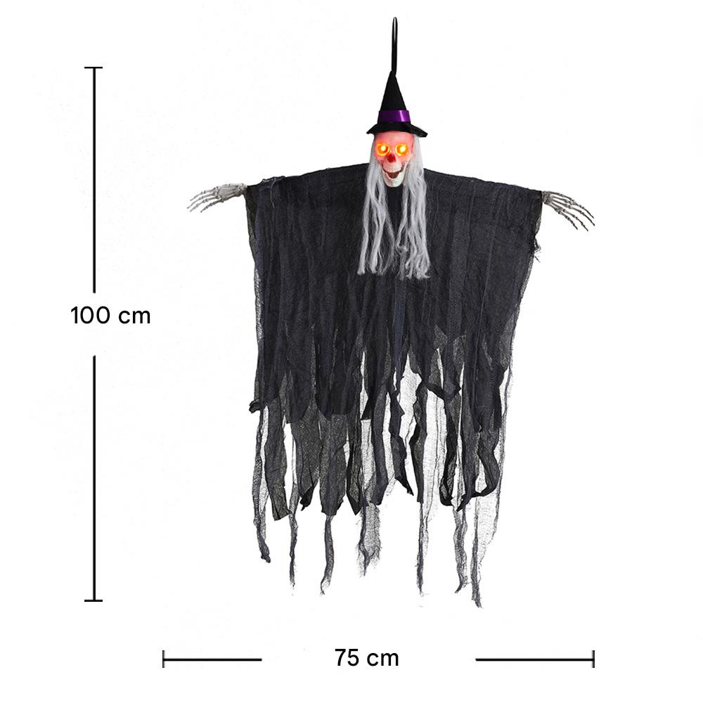 Aufgehängtes Halloween-Gespenst mit leuchtenden Augen - Gruseldekoration für Zuhause