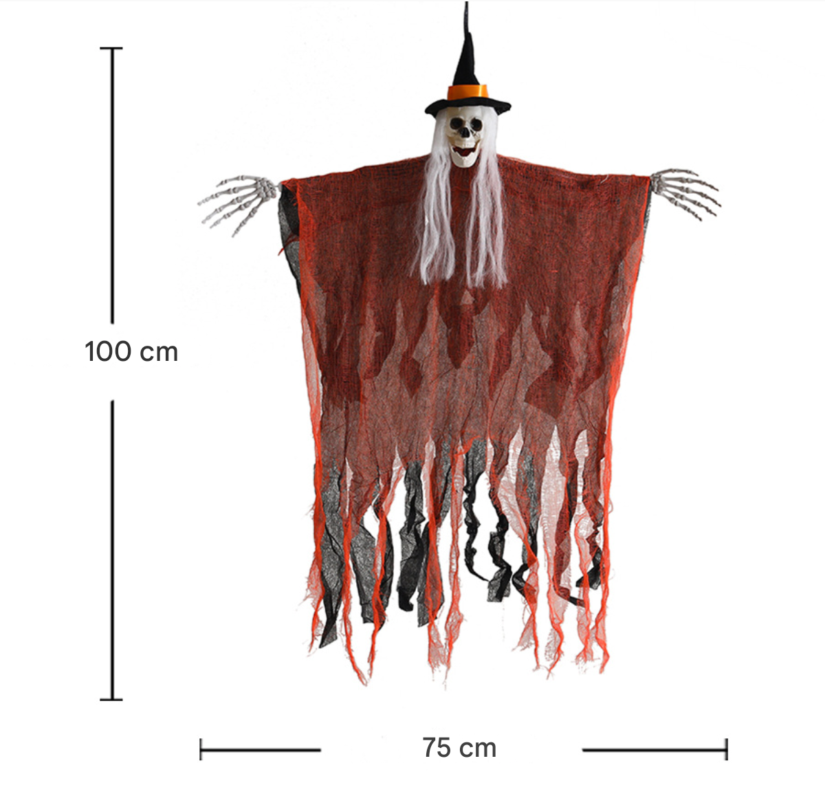 Aufgehängtes Halloween-Gespenst mit leuchtenden Augen - Gruseldekoration für Zuhause