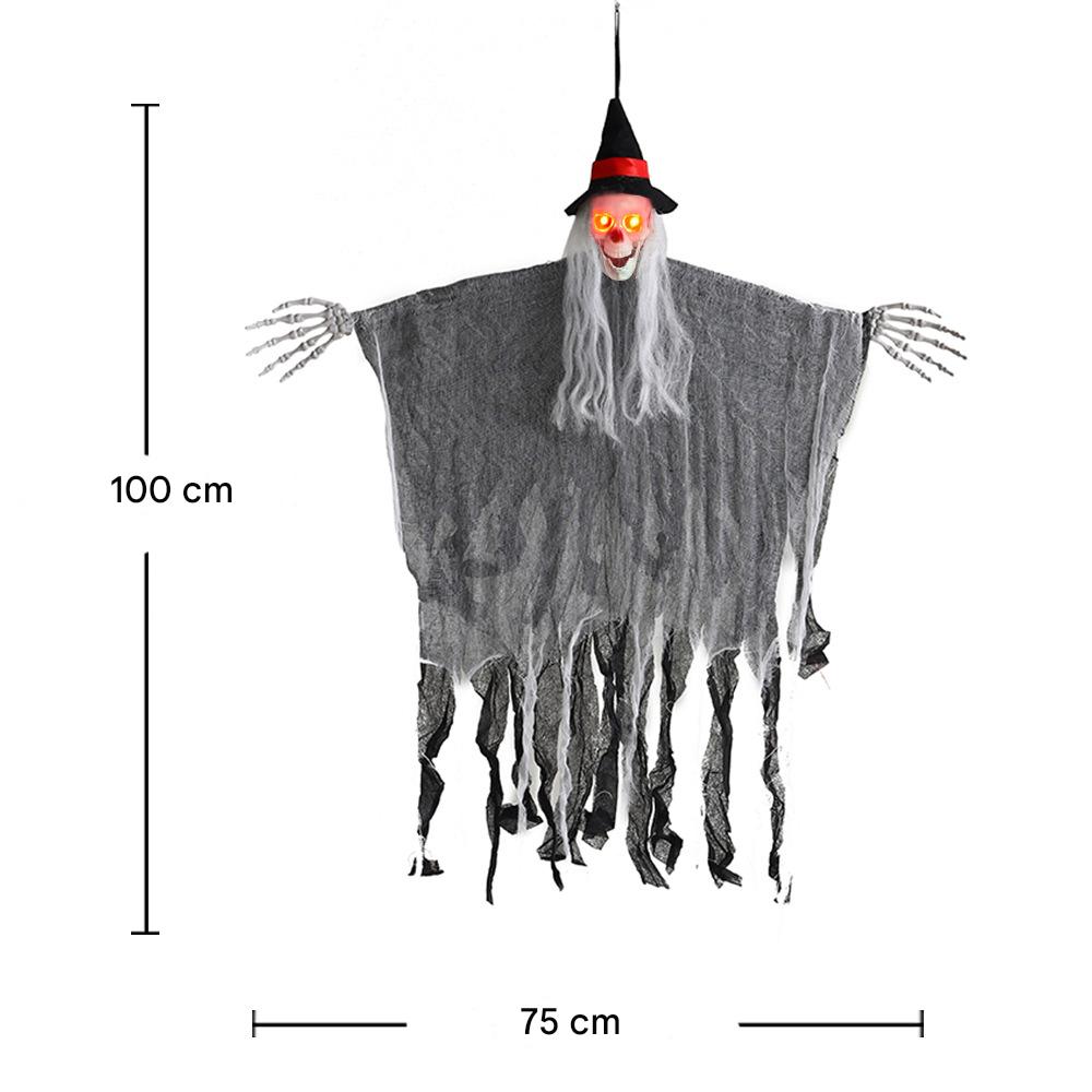 Aufgehängtes Halloween-Gespenst mit leuchtenden Augen - Gruseldekoration für Zuhause