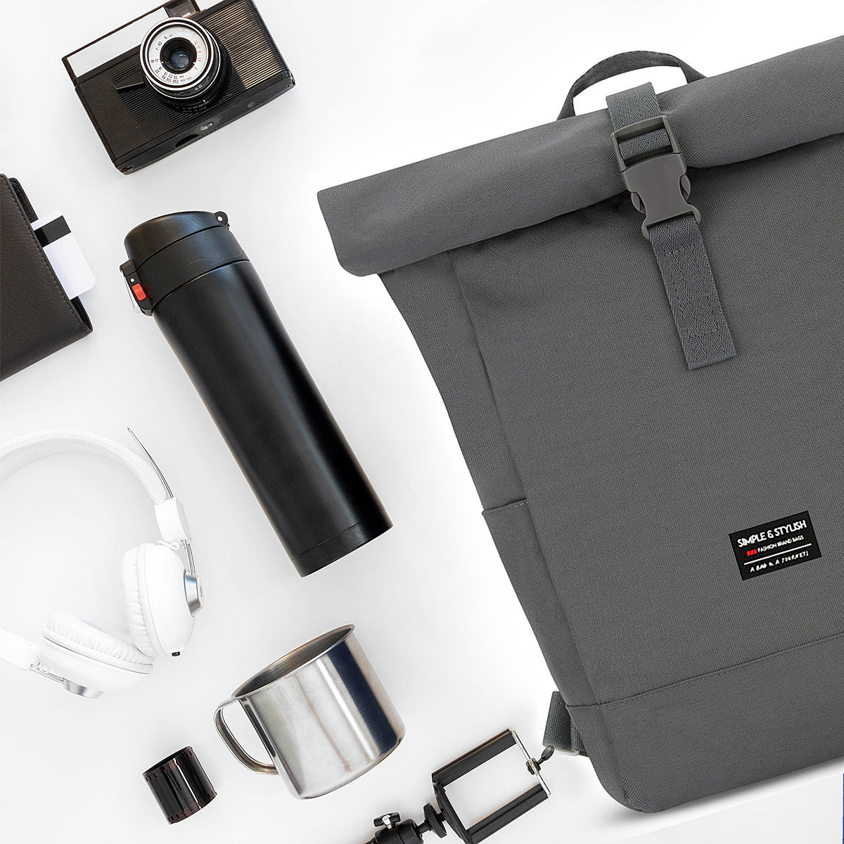 Moderner rosa Rolltop Rucksack von Lemsa-shop.com - wasserdicht und geräumig