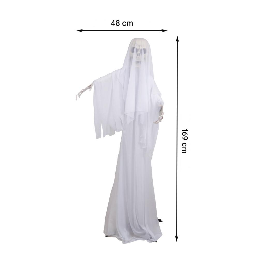 Unheimliche Hexenfigur - Komplettansicht der Halloween-Dekoration mit Leuchteffekt