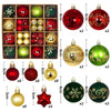 Rot - Gold - Grüne festliche Weihnachtskugeln im 44 teiligen Set für den Christbaum