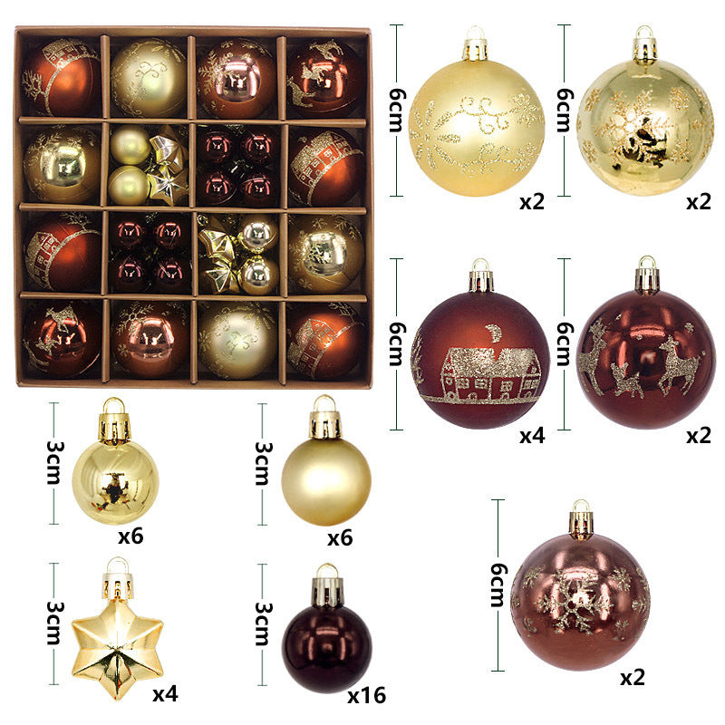 Gold -Dunkelrote festliche Weihnachtskugeln im 44 teiligen Set für den Christbaum