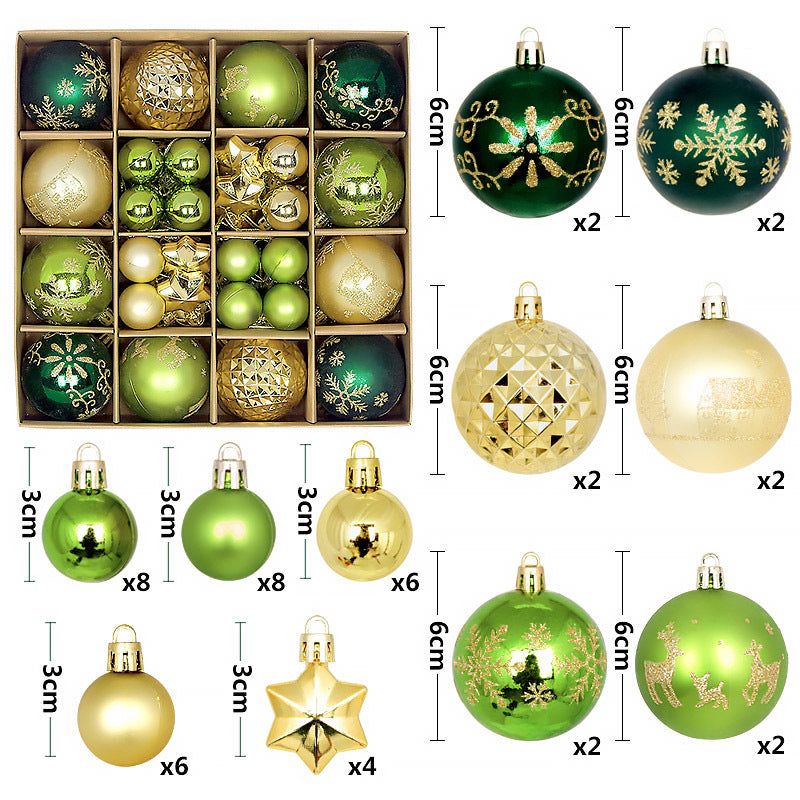 Grün -Goldene festliche Weihnachtskugeln im 44 teiligen Set für den Christbaum