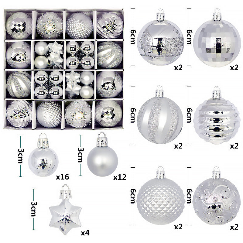 Silber festliche Weihnachtskugeln im 44 teiligen Set für den Christbaum