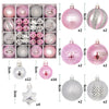 Grau - Rosa festliche Weihnachtskugeln im 44 teiligen Set für den Christbaum
