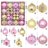Rosa - Goldene festliche Weihnachtskugeln im 44 teiligen Set für den Christbaum